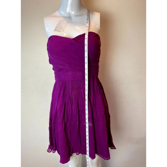 J. Crew Women's Dress Silk Chiffon Strapless Formal Raspberry Magenta Size 4 - Picture 3 of 8